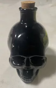 Small Black Skull Corked Glass Bottle Halloween Apothecary - Picture 1 of 4