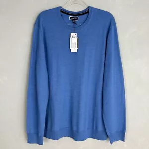 Club Room men size XXL crewneck performance sweater merino wool blend blue NEW - Picture 1 of 13