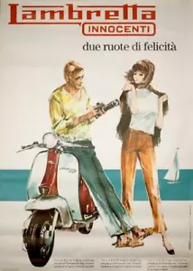LAMBRETTA 1963 VINTAGE ITALIENISCHES ORIGINAL MOTORROLLER POSTER INNOCENTI 39X55 - Bild 1 von 1