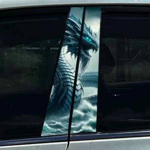 2X Water Monster Sea Monster Car B Pillar Sticker Center Column Cover Decals - Foto 1 di 16