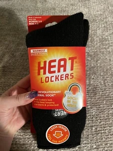 Heat Lockers Socks Black Men 4-8 Women 5-9 for Shoes Warmest Max Thickness NEW - Picture 1 of 2