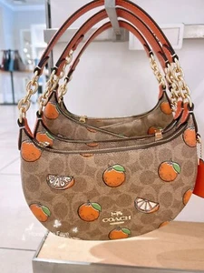 NWT COACH Mini Payton Bag In Signature Canvas With Orange Print CBA78 Count1 - Picture 1 of 9