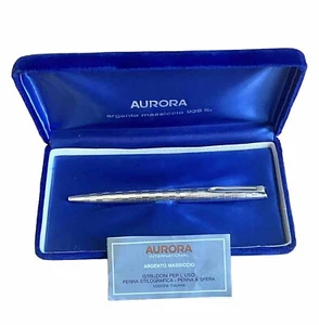 Aurora Penna A Sfera - Vintage Anni 80 In Argento Massiccio 925. - Foto 1 di 12