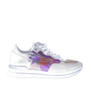 QUATTROBARRADODICI Damen Schuhe Sneaker Wildleder BEIGE mit Blumendruck - Bild 1 von 8