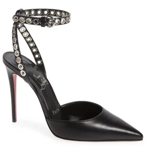 Christian Louboutin Pumpaclou 100 Pumps Heels Black Leather Size 40.5 / US 10.5 - Picture 1 of 5