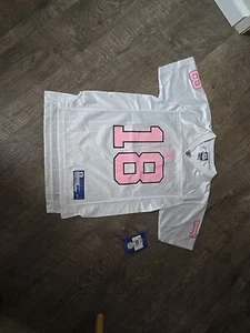 Vtg Reebok Oakland Raiders Randy Moss #18 Las Vegas Pink Jersey youth L Nwt - Picture 1 of 4