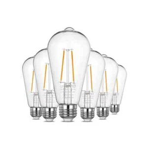 EDISHINE 60-Watt Equivalent ST64 Dusk to Dawn E26 Medium Edison LED (6-Pack) - Picture 1 of 11