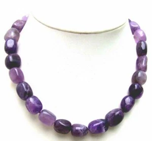 9*12mm Oval Natural Purple Amethyst Necklace for Women Jewelry Stone Chokers 18" - Picture 1 of 4
