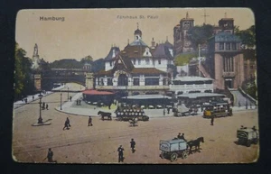 Vintage tinted postcard (unused) Hamburg Fährhaus St Pauli 1920s  - Picture 1 of 2