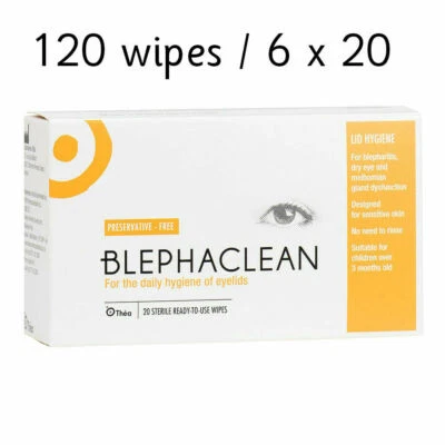 THEA 120 x Blephaclean Sterile Pads for Daily Hygiene of Eye Lids Preservative Free
