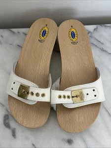 Dr Scholls Original Wooden Exercise Sandal Clog White Made in Italy Sz 6 NEW - Picture 1 of 10