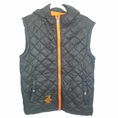 Jaqueta acolchoada Diesel infantil 18-20 preta colete acolchoado com zíper jaqueta com capuz  - Imagem 1 de 4