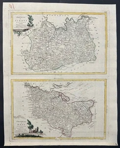 SURREY & KENT ENGLAND 1779 ZATTA UNUSUAL ANTIQUE ORIGINAL COPPER ENGRAVED MAP - Picture 1 of 1