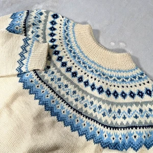 Vintage 80er DALE OF NORWAY Passe Pullover Herren 44 Grobstrick Fair Isle Wolle Norweger - Bild 1 von 14