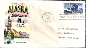 U.S. Scott #C53 7¢ Alaska Statehood Fluegel Cover FDC Full color printed - Picture 1 of 2