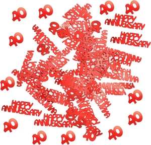 40Th Ruby Wedding Anniversary Confetti Table Decoration Party Red Decor - Picture 1 of 12