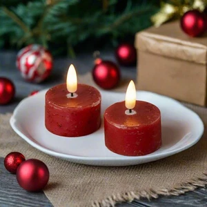 Ragon House 2 pc 3D Flame Red Battery Tealight Candle 6hr Timer - Picture 1 of 4