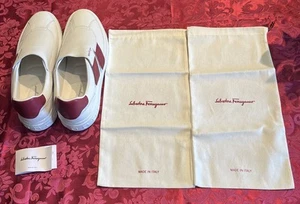 Salvatore Ferragamo Mens New In Box Lima White Leather Sneakers Size 12M. - Picture 1 of 16
