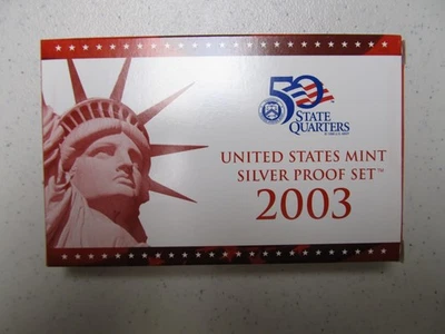 2003 U.S. Mint Silver Proof Set 10 Coins w/ Box & COA  - Image 1 of 4