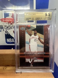 2003-04 UD ROOKIE EXCLUSIVES #1 LEBRON JAMES RK BGS BECKETT GRADED 9.5 GEM MINT - Picture 1 of 2