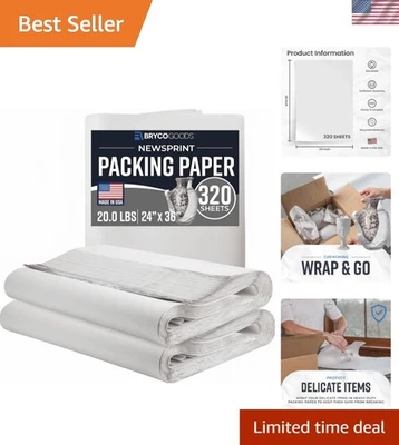 320 Newsprint Packing Paper Sheets 24x36 | Moving Supplies - Image 1 of 4