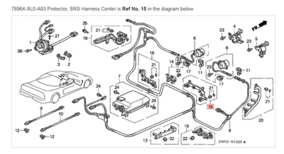 HONDA ACURA GENUINE OEM NSX Protector, SRS Harness Center ☆ 78964-SL0-A83 ☆ - Image 1 of 2