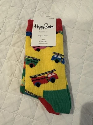 Nuevo con etiquetas Nuevo paquete de 2 calcetines Happy Socks de algodón orgánico para niños talla 4-6 años Foto 1 de 2
