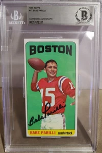 1965 Topps Football #17 Babe Parilli SP Tall Boy Signed BAS Beckett Autograph  - Picture 1 of 2