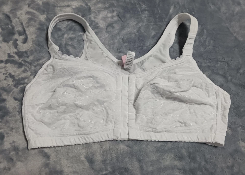 Comfort Choice Bra Womens 46DDD White Front Close Wireless Lace Full Coverage - Image 1 of 4