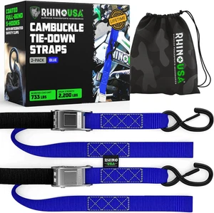 Motorcycle Tie down Straps (2 Pack) Lab Inspected 2,200Lb Break Strength, Steel  - Picture 1 of 12