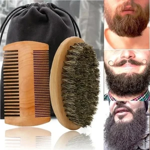 NEW Men's Beard Grooming Kit – Boar Bristle Brush, Comb, Scissors, Shaving Set - Picture 1 of 28