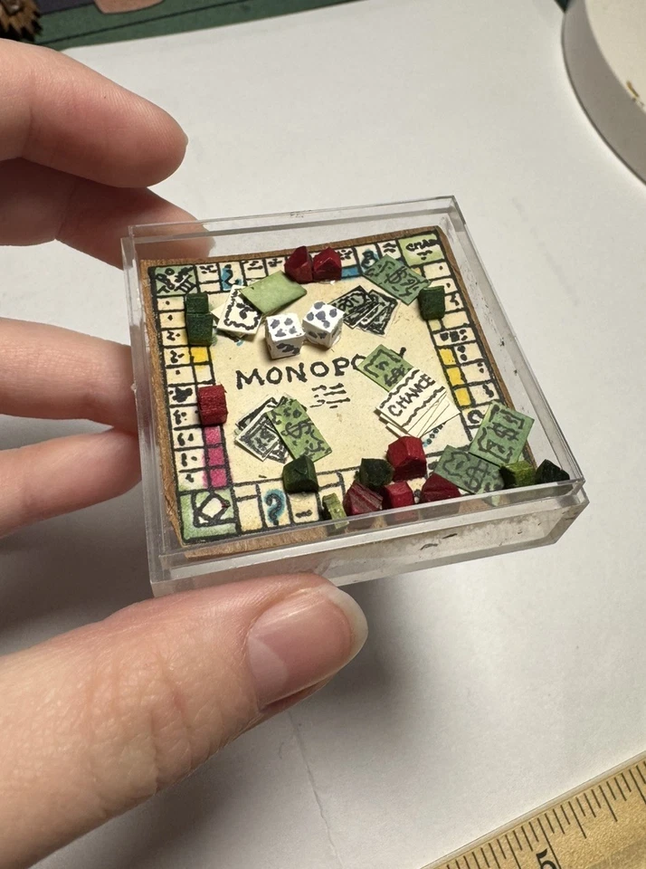 Vintage Miniature MONOPOLY Game Board for Dollhouse Handmade Extra Pieces Rare - Image 1 of 4