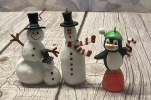Hallmark Keepsake Miniature Ornament Set of 3 Ornaments ~ 2 Snowman & 1 Penguin - Picture 1 of 2