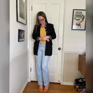 90s Vintage Military Style Jacket with Metallic Banded Collar - Picture 1 of 10