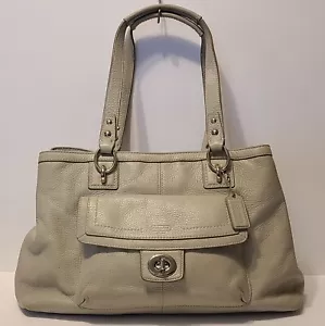 COACH Penelope F19044 Stone Gray Leather Satchel Shoulder Purse Bag - Picture 1 of 24