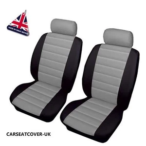 For MINI COUNTRYMAN - Front PAIR of Grey/Black LEATHER LOOK Car Seat Covers - Picture 1 of 2