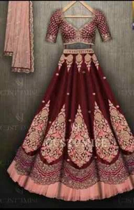 Exclusive Wedding Wear Malay Satin Silk Lehenga Choli With Dupatta For Women - Picture 1 of 11