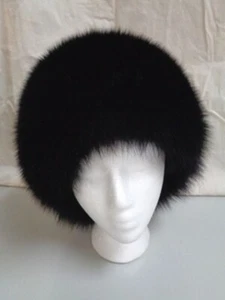 BRAND NEW BLACK FOX PILL BOX STYLE FUR HAT WOMEN WOMAN SIZE ALL - Picture 1 of 1