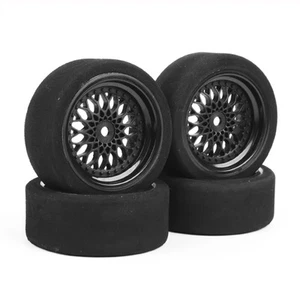 4Pcs 1/10 Tires Wheels Rim 12mm Hex For RC Caron-Road Foam HSP Racing 23001 Cars - Picture 1 of 6