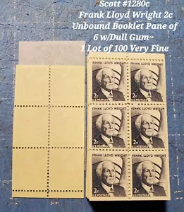 Scott 1280c 1966 Frank Lloyd Wright-100 - Paneles de seis sin encuadernar, MNH, goma opaca en muy buen estado - Imagen 1 de 1