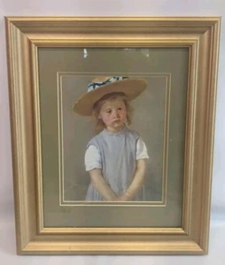 Cassette enmarcado niña en sombrero de paja impresión reproducción - Imagen 1 de 6