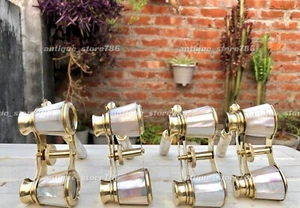 Set of 4 Vintage Opera Glasses Mother of Pearl & Handle Brass Fittings France - Picture 1 of 8