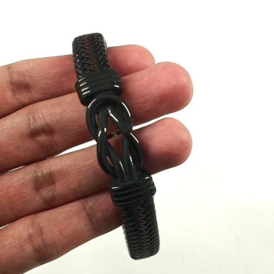 Pulsera trenzada para hombre talla única imitación cuero negro/marrón cierre deslizante Foto 1 de 4