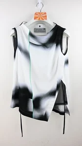 Art point sleeveless top with side mesh & tie detail in snow/jet size M/UK12 - Picture 1 of 10