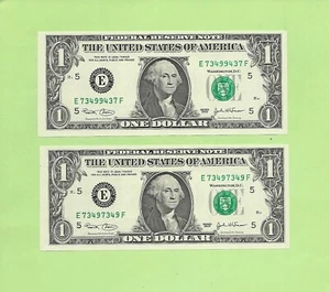 '7349 9437  & 7349 7349' .. MATCHING .. UNCIRC $1  RADAR & REPEATER - Picture 1 of 2