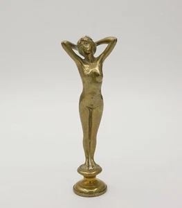 Jugendstil Bronzefigur - Frauenfigur - Bronze Petschaft mit Barons Krone - 1900 - Bild 1 von 7