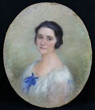 Marie Léonide POISSON (19e)Portrait élegante femme pastel Montauban Léon Cogniet
