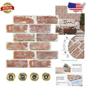 10-Piece 3D Faux Brick Peel and Stick Wall Panels - Easy DIY Rustic Decor - Picture 1 of 11