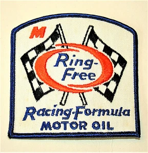 Vintage 1970s Ring Free Racing Formula Motor Oil Race Car Cloth Patch New NOS  - Bild 1 von 3