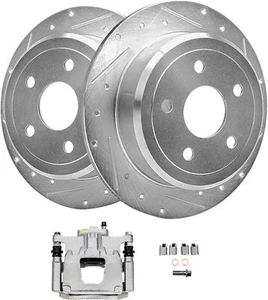 Rotores traseros perforados de 12,44 pulgadas y pinza de freno izquierda para Jeep Wrangler 2007-2018 - Imagen 1 de 1